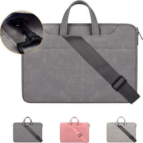 Laptop Bag 13 14 15 PU Leather Airbag Waterproof Shoulder Bags for MacBook Air Pro 13.3 14.1 15.4 15.6 Messenger Handbag Cover