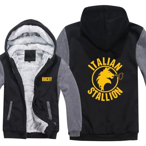 2021 Rocky Balboa Hoodies Winter Jacket Hoody Thicken Men Fleece Italian Stallion Sweatshirts