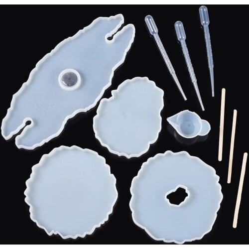 Wine Rack Silicone Epoxy Resin Mold Irregular Coaster Cup Pad Casting Mould with Tools For Handmade DIY Crafts Decoration Making
