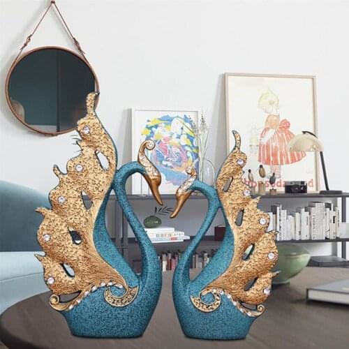 Swan Lover Statue Sculpture Resin Ornaments Modern Art for Friends Lovers