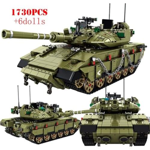 Military Tiger Leopard Main Battle Tank Building Blocks WW2 Army Soldier Figures City Bricks Educational Toys For Children Gifts