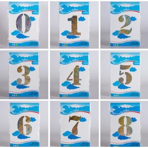 Party Decoration Balloon 40 Inch Laser gold Silver Color Number Foil Balloons,Birthday Decoration Balloon with package bag SN753