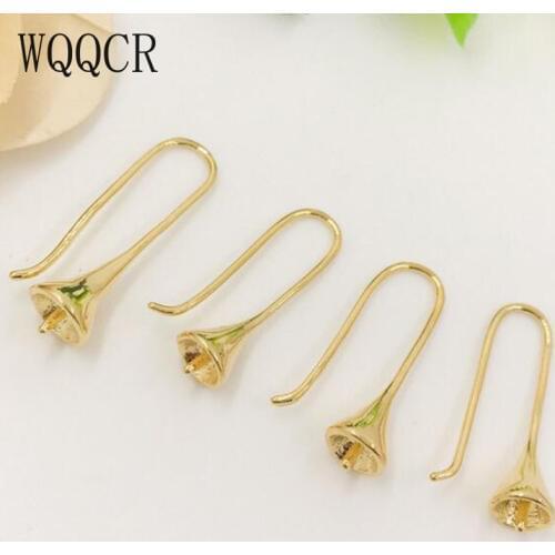 WQQCR 10PCS Free Shipping New Gold and 925 Silver Color Select DIY Jewelry Accessories Water Drop Horn Shape Wholesale 7X22MM