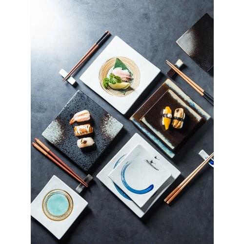 Japanese Ceramic Dinner Plate Snack Suchi Salmon Fish Dishes Restaurant Tableware