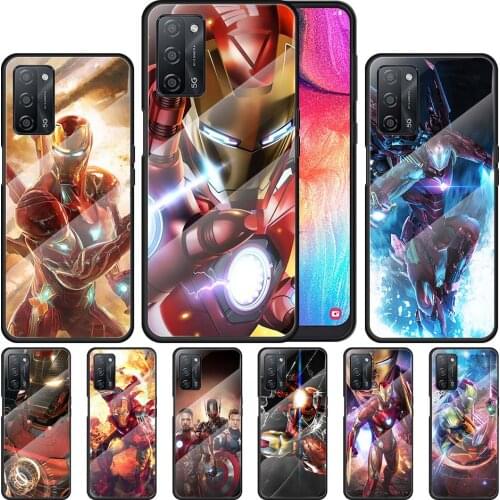 Iron Man Cool Marvel for OPPO Realme 7i 7 6 5 Pro C3 XT A9 2020 A52 Find X2Lite Luxury Tempered Glass Phone Case Cover