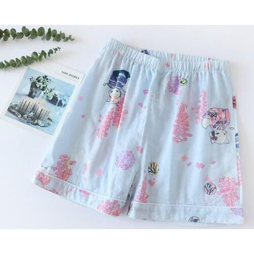 Pure Cotton Gauze Sleep Shorts Women Double Summer Thin Bielizna Nocna Lazy Loose Pyjama Pants Pantalones Cortos De Mujer 2021