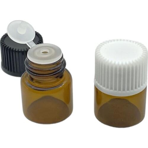 10pcs 16*21mm 1ml Small Glass Bottle With Black White Flip Plug Reducer Screw Cap Mini Empty Wishing Vials