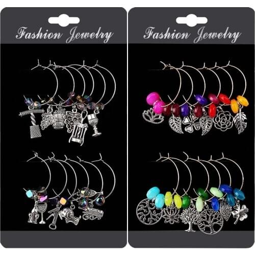 12pcs/set Metal Charms Handmade Antique Tree Of Life Pendant Wine Glass Decoration Charms For Party Art Jewelry