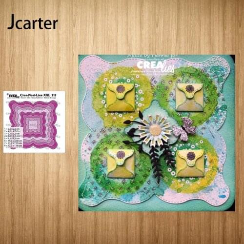 2021 New Multiple Waves Square Metal Cutting Dies Shape Scrapbook Craft Die Cut Stencil Card Make Mould Sheet Decoration Design