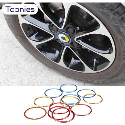 4 Pcs Car aluminum alloy wheel cover decoration ring center cover trim strip patch For Mercedes Smart 450 451 453 Fortwo Forfour