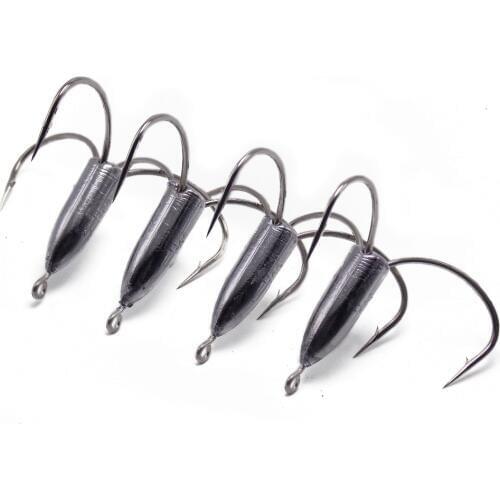 4pcs treble hooks with Lead Weightd for monster fighting fishing big game