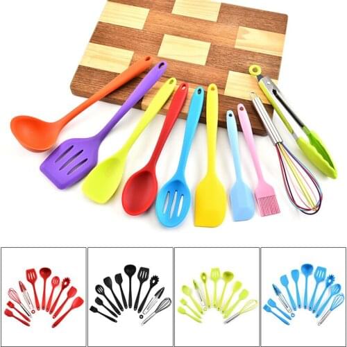 Non Stick Silica Gel Kitchen Utensils 10 Pieces Kitchen High Temperature Resistant Spatula Set Household Spatula Kitchen Tools