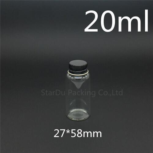 Free shipping 20pcs/lot diameter 27mm 20ml black screw neck glass bottle for vinegar alcohol,carft/storage candy bottles