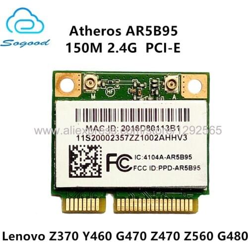 Wireless Adapter for ATHEROS AR5B95 AR9285 150Mbps 802.11bgn 2.4G Half Mini PCI-E Card for Lenovo Z370 Y460 G470 Z470 Z560 G480