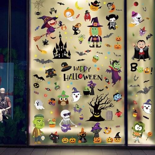 Halloween Decorative Window Clings PVC Static Window Stickers Wall Art Decals for Home Party Decoration NK-Shopping