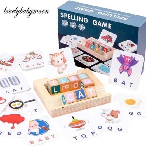 Wooden Letters Card Match Game Matching Letter Game Spelling Reading English Alphabet Children Pre-school Learning Language Toys