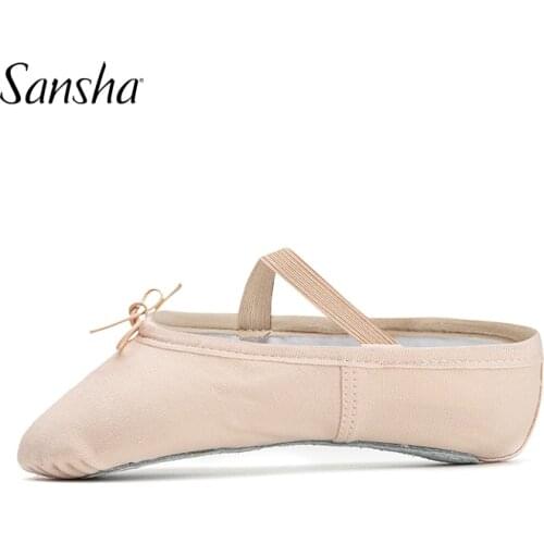 Sansha Kids Ballet Soft Shoes Canvas Full-sole Beginner Ballet Dance Slippers For Girls Boys Children White/Pink/Black NO.4C