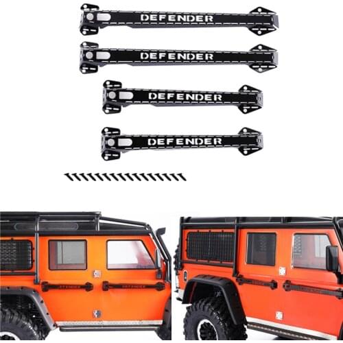 4pcs Metal Black Handle Door For TRAXXAS TRX4 Defender D90 D110 RC Crawler Car Parts Car Accessories