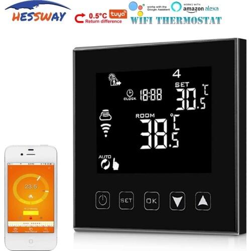 HESSWAY negative display programmable electric wifi thermostat heating dual sensor 16A