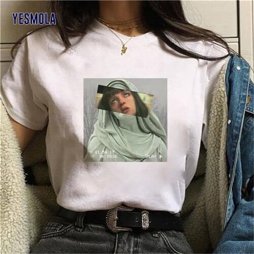 YESMOLA Women Summer T-shirt Harajuku Ulzzang Pulp Fiction Movie Funny Print T Shirt 90s Fashion Virgin Mary Mia Tshirt Top Tees