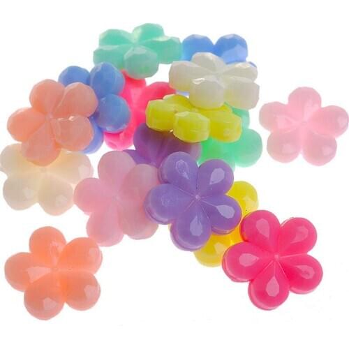 Kawaii Spring Pastel Colors Flower Acrylic Beads Floral DIY Jewelry Beading Material Kids Toddler Ornament Beads 14mm 830pcs
