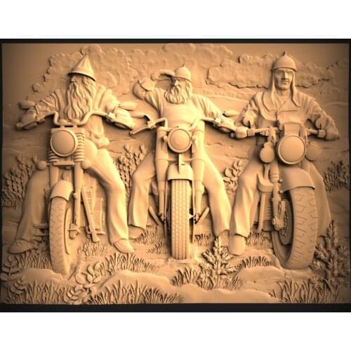 3d STL Model for CNC Router 3D Printer Artcam Aspire Bas Relief_Riding Motorcycle