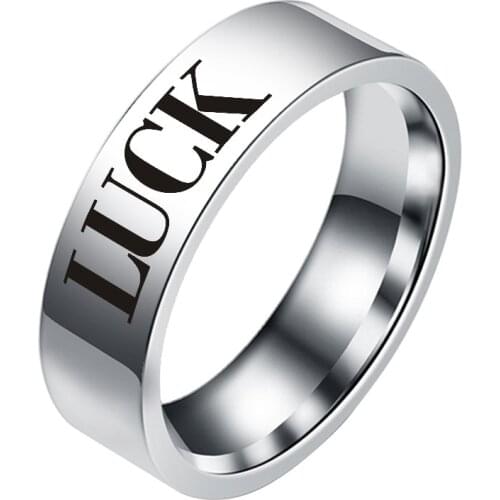 Vogue Men Titanium Steel Crystal Stone Letters Carving Finger Ring Ornaments Gift