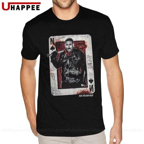 The Walking Dead Negan Lucille Tees Shirt Men Unique Short Sleeve Crewneck Men Summer T Shirts 90S Retro Clothing