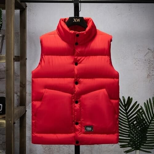 Mens Winter Sleeveless Jacket Men Down Vest Mens Warm Thick Coats Male Cotton-Padded Work Waistcoat Gilet Homme Vest