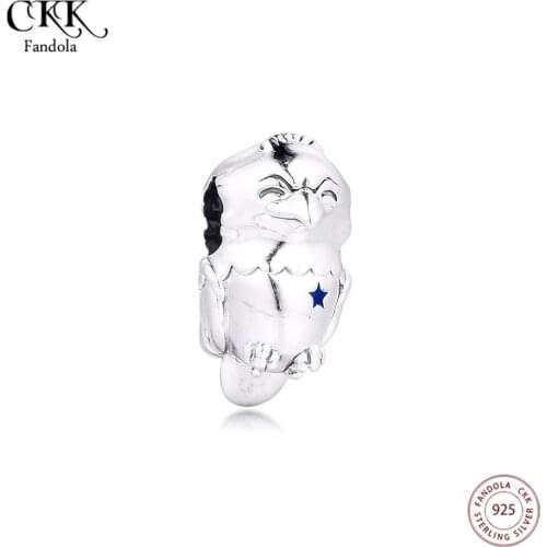 Genuine 925 Sterling Silver American Bald Eagle Charms Fits Original Pandora Bracelet Beads for Jewelry Making Bijoux Charmsy