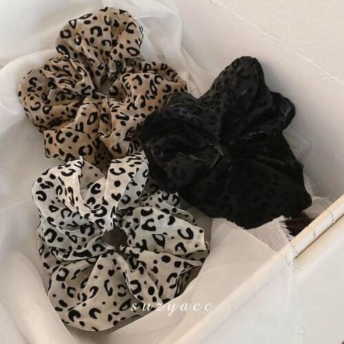 New simple Korean version of the large leopard mesh ladies large intestine hair ring ins headdress hair rope head rope female