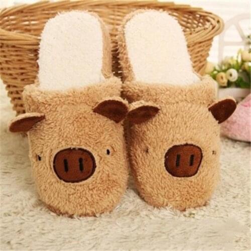 New Lovely Women Flip Flop Cute Pig Shape Home Floor Soft Stripe Slippers Female Shoes Girls Winter Spring Warm Shoes