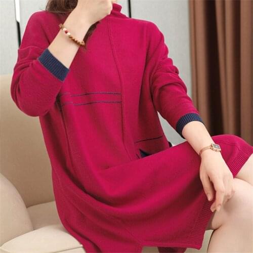 New Autumn And Winter Womens Long Sleeves Pure Color Casual Turtleneck Knitting Female Outfits Sweater Long Feminine Pullovers