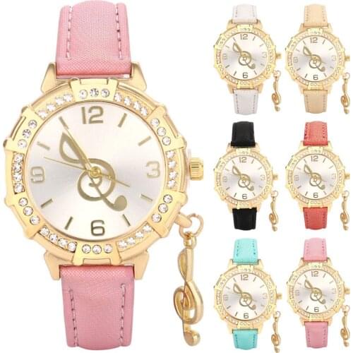 Wholesale New Women Quartz Wrist Musical Note Tower Rhinestone Pendant Wrist Watch