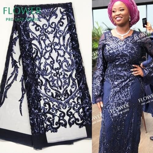 Dazzling Design Sequined Mesh Lace Fabric African Tulle Net Laces 2019 New Style Nigerian Wedding Dress Sequins Voile Fabrics