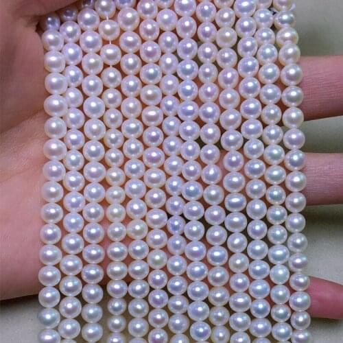 Freshwater Pearl Necklace Round Shape with Size 5-5.5 Mm Perfect Luster for Making Accessories Diy Jewelry Loose Pearl Strands