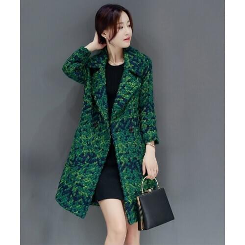 Woolen Coat For Women Autumn Winter New Thicked Plaid Wool Jacket Long Lattice Female Windbreaker Overcoat W2279