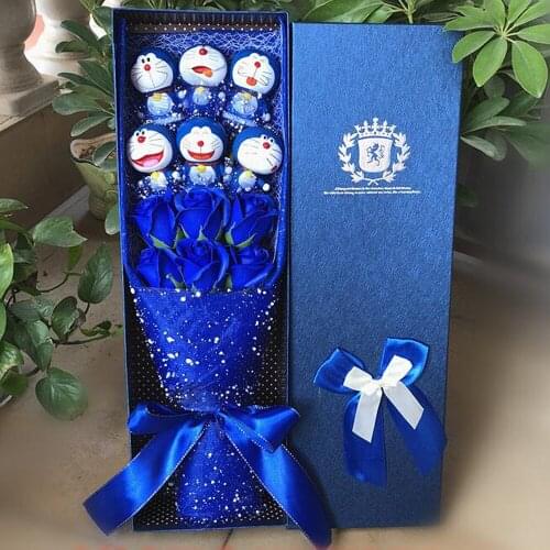 Gift box Soap flower Cute plstic bouquet toy Valentines Day birthday Gifts toy cat Doraemon many kinds
