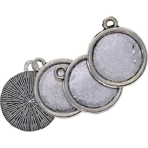 50xSilver Round Jewelry Accessories Gemstone Bezel Pendant Tray Base 14mm