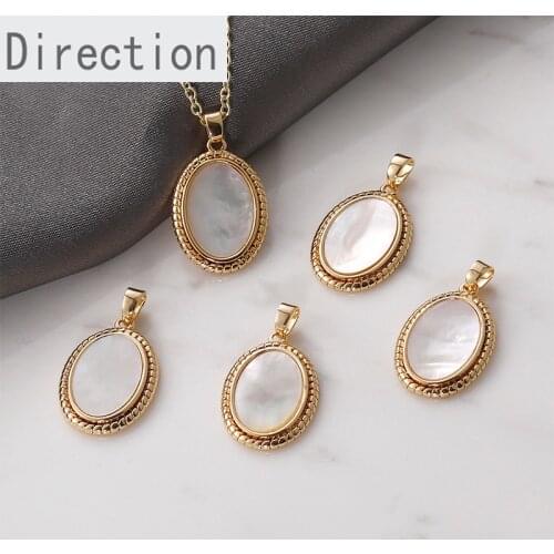 14k Gold-plated Natural Pearl Oval Retro Pendant Diy Chain Necklace Clavicle Charms Accessory Material 1PCS