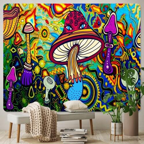 Psychedelic Mushroom Home Decor Art Tapestry Hippie Bohemian Decor Psychedelic Scene Tapestry