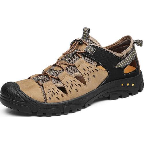 Quality Sandals Leather Men Casual Shoes Big Size 47 Summer Outdoor Non-Slip Soft Sole Hiking Shoes Comfortable Beach Men Shoes