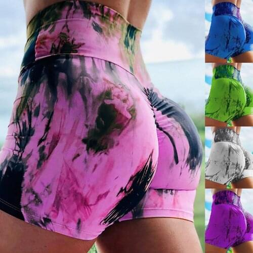 High Waist Workout Shorts Tie Dyed Fitness Yoga Short Scrunch Butt Yoga Shorts Sport Women Compression Gym Leggings Biker Shorts
