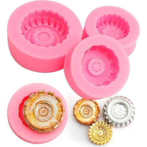 Wheel shape Fondant Silicone Mold 3D Craft Chocolate Candy Resin Clay Mold Cake Decorating Tools kitchen Pastry Baking Tools
