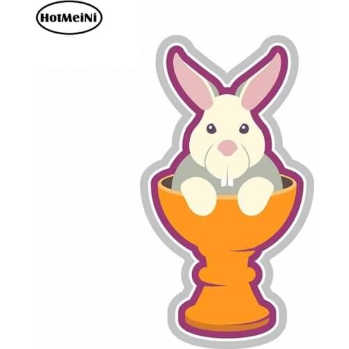 HotMeiNi 13cm x 7.4cm Cute Car Stickers for Bunny in the cup Funny Graphics Car Wrap Waterproof Vinyl Decals Scratch-Proof