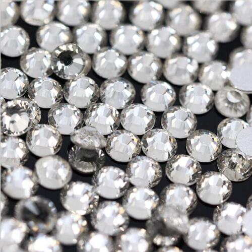 Packet ss2-ss50 Glitter Rhinestones Czech Crystal clear No HotFix FlatBack Strass stone Garment Rhinestone Nail Art Gem Beads