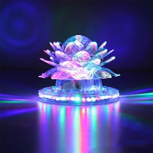 Automatic Rotation LED Lotus Crystal Magic Ball Light Sound Actived Disco Stage Light for Christmas Wedding Home Party KTV Show
