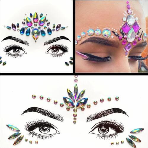 Tribal Style Bohemia Flash Eye Gems Tatoo Sticker Crystal Face Jewels Makeup Tool Womens Fashion Body Art For Party Performance