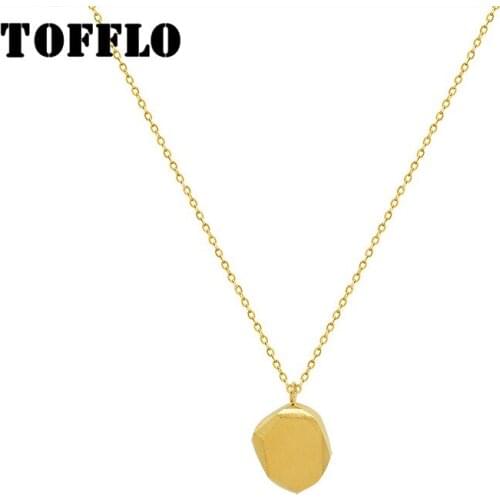 TOFFLO Stainless Steel Jewelry Silk Smooth Pendant Necklace Womens Ssimple Clavicle Chain BSP936