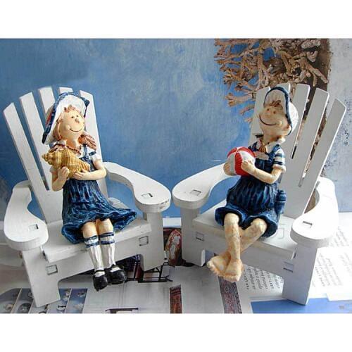 Mediterranean Style Decoration Wooden Male Girl Lovely Beach Chair Bridal Decoration Housewarming Gift